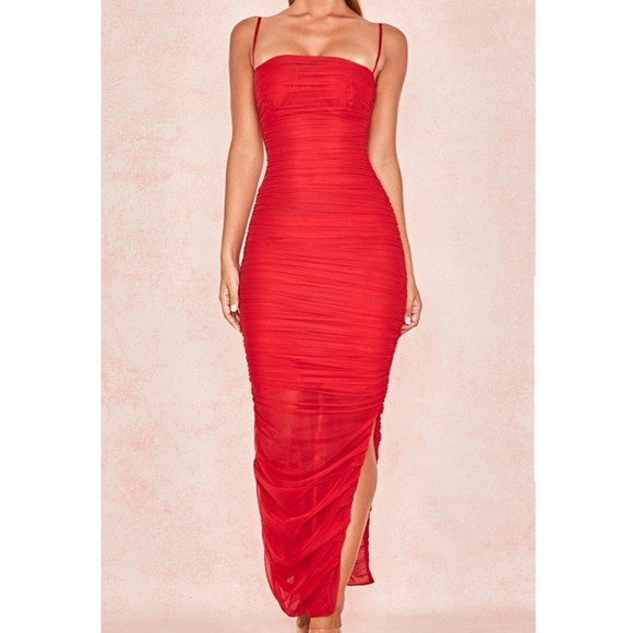 House of CB Dresses & Skirts - House of CB - Fornarina Red Mesh Maxi Dress